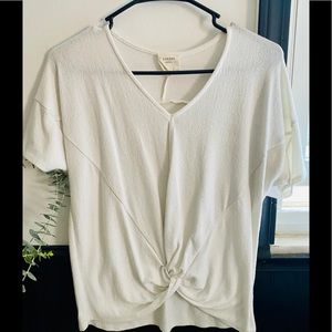 Off-white center knot blouse